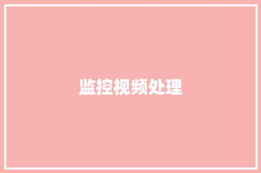 监控视频处理