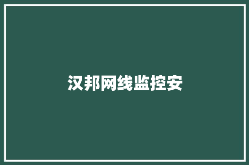 汉邦网线监控安