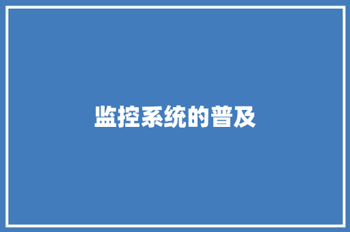 监控系统的普及