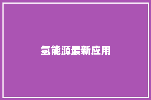 氢能源最新应用