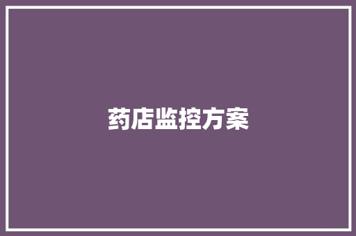 药店监控方案