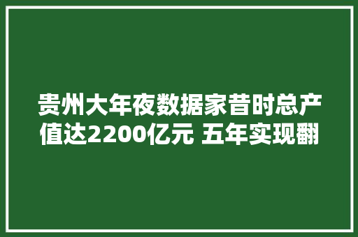 贵州大年夜数据家昔时总产值达2200亿元 五年实现翻番