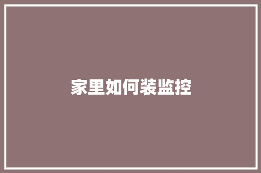 家里如何装监控