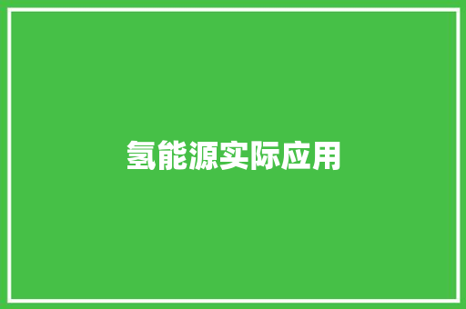 氢能源实际应用