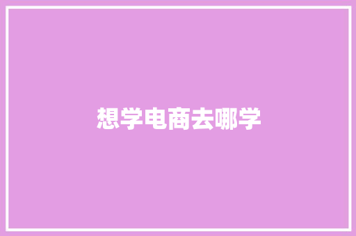想学电商去哪学,电商是做什么的。