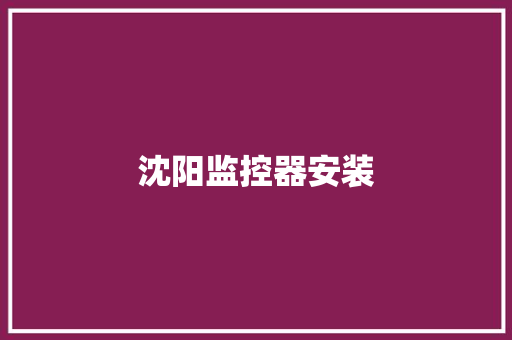 沈阳监控器安装