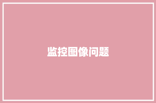 监控图像问题