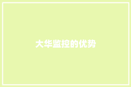 大华监控的优势