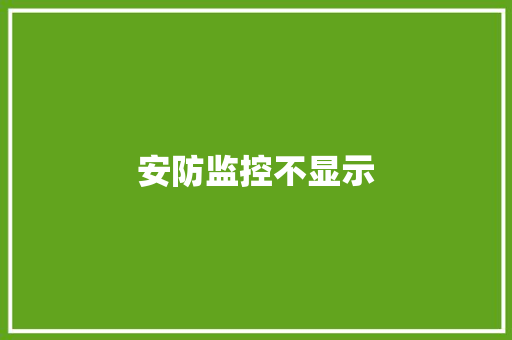 安防监控不显示