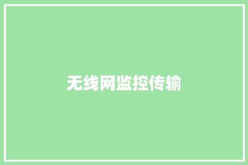 无线网监控传输