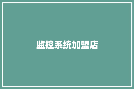 监控系统加盟店