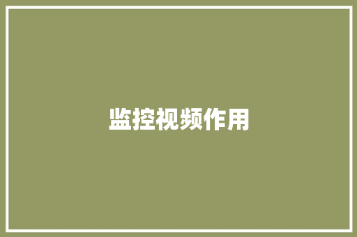 监控视频作用