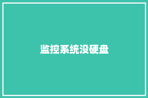 监控系统没硬盘