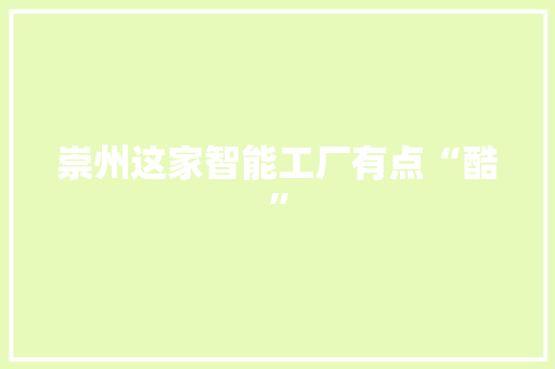 崇州这家智能工厂有点“酷”
