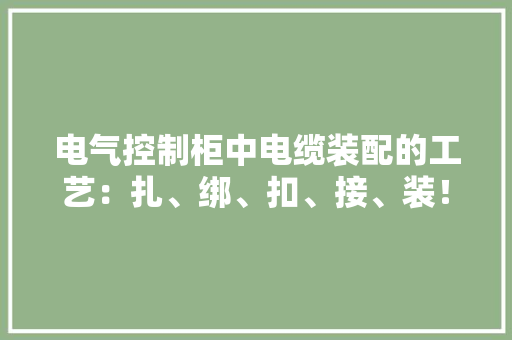 电气控制柜中电缆装配的工艺：扎、绑、扣、接、装！
