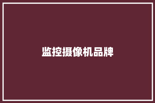 监控摄像机品牌