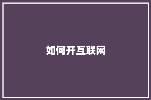 如何开互联网