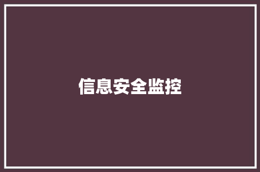 信息安全监控