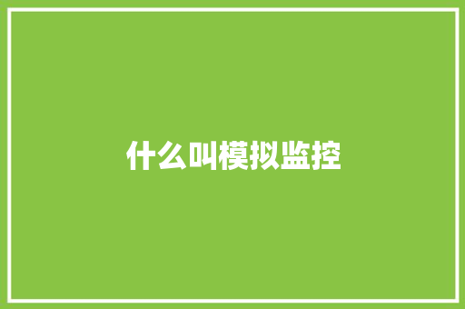 什么叫模拟监控