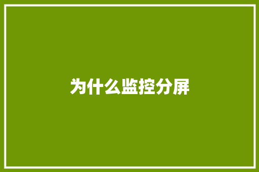 为什么监控分屏