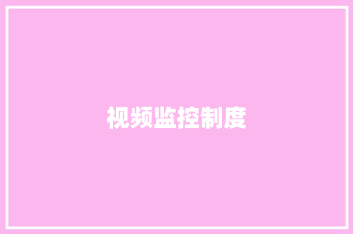 视频监控制度