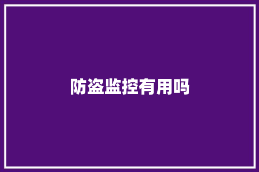 防盗监控有用吗