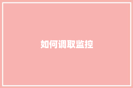 如何调取监控