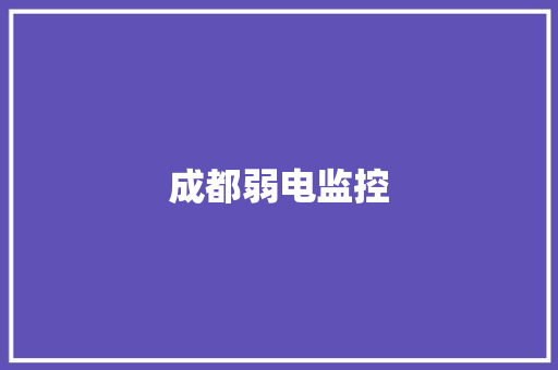 成都弱电监控