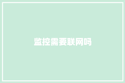 监控需要联网吗