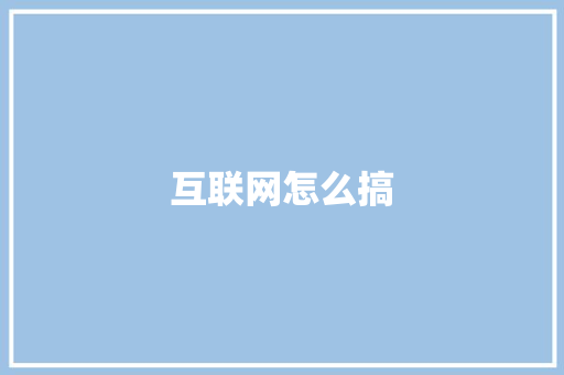 互联网怎么搞