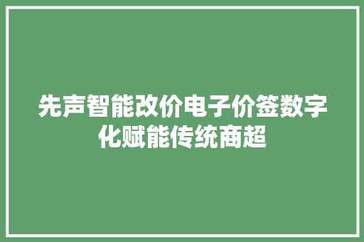 先声智能改价电子价签数字化赋能传统商超