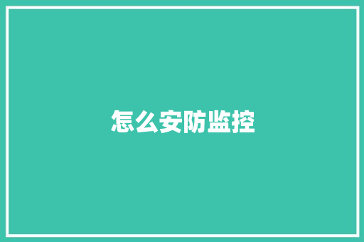 怎么安防监控