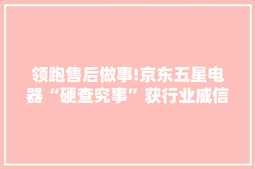 领跑售后做事!京东五星电器“硬查究事”获行业威信认可
