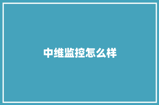 中维监控怎么样
