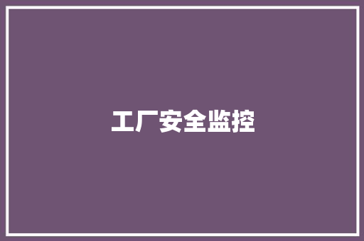 工厂安全监控,监控安装公司。