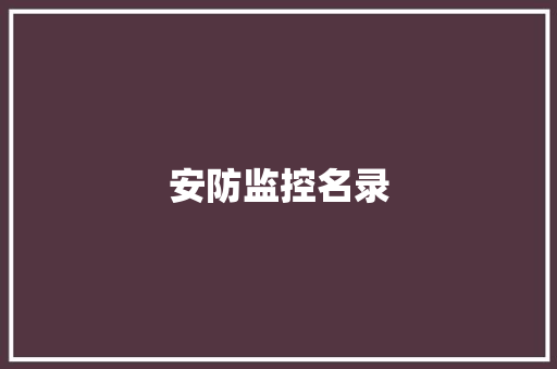 安防监控名录