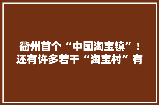 衢州首个“中国淘宝镇”！还有许多若干“淘宝村”有你老家吗？