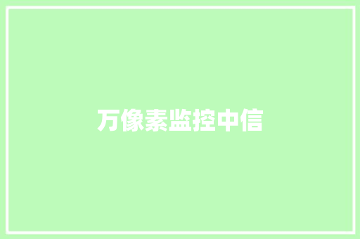 万像素监控中信