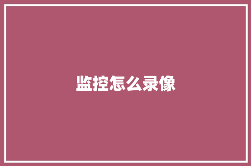 监控怎么录像,录像的英文。