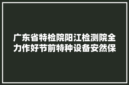 广东省特检院阳江检测院全力作好节前特种设备安然保障