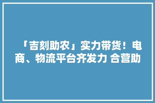 「吉刻助农」实力带货！电商、物流平台齐发力 合营助力吉林省农副产品发卖