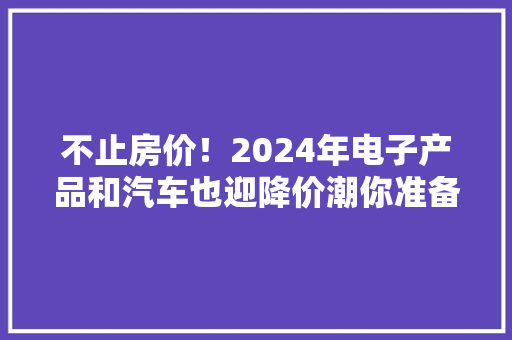 不止房价！2024年电子产品和汽车也迎降价潮你准备好了吗？