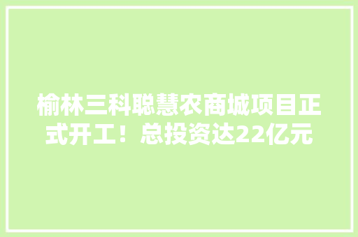 榆林三科聪慧农商城项目正式开工！总投资达22亿元