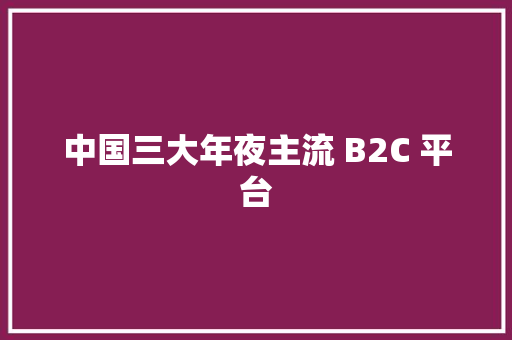 中国三大年夜主流 B2C 平台