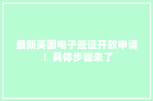 最新英国电子签证开放申请！具体步骤来了