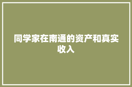 同学家在南通的资产和真实收入
