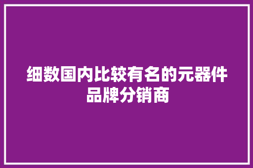 细数国内比较有名的元器件品牌分销商