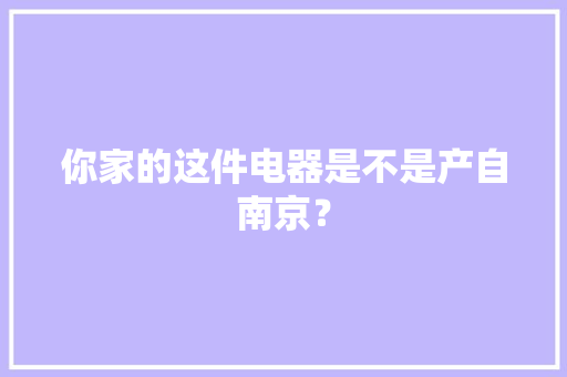 你家的这件电器是不是产自南京？