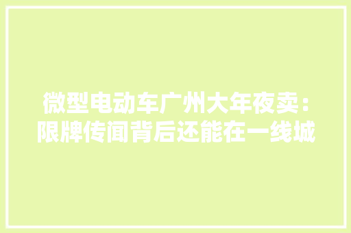 微型电动车广州大年夜卖：限牌传闻背后还能在一线城市存活多久？