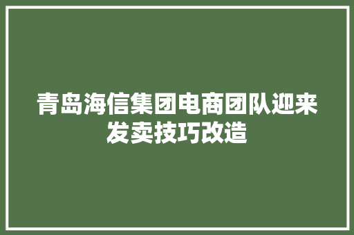 青岛海信集团电商团队迎来发卖技巧改造